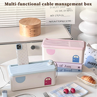 Boîte de rangement de gestion de multiprise de bureau personnalisable organisateur de fil de prise de câble en plastique poubelle décorative de couverture d'artefact