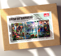 Pintura por Números de 3 Paneles para Adultos, 3 Piezas, el Mundo Mágico de los Animales, Kit de Pintura al Óleo Digital DIY para Regalo