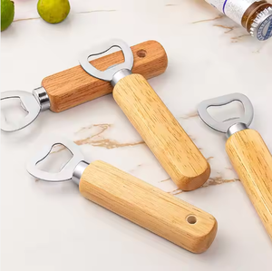 Ouvre-bouteille de bière à manche en bois Ouvre-bouteille en bois massif Ouvre-boîte en acier inoxydable LOGO personnalisé - Product Image 5