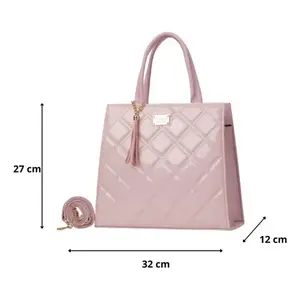 Bolso de Mano Acolchado de PU para Mujer, Marca Fana Kalea, Color Rosa, Estilo Casual de Playa, Forma Cuadrada, con Borla - Product Image 3