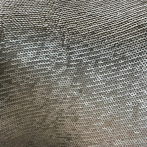 Tela de <span class=keywords><strong>Tul</strong></span> Elástica de Punto Bordado con Lentejuelas Doradas de 3 mm y Bordado Blanco, 96% Rayón, 4% Spandex, para Vestidos de Novia - Product Image 6