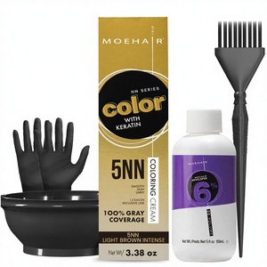 Kit de Coloración Capilar MOEHAIR |   Tinte Permanente para el Cabello 5NN (Castaño Claro Intenso) Revelador de 20 Volúmenes Crema al 6% |   Infundido con Queratina |   Gris - Product Image 1