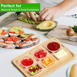 Contenedor de Condimentos Portátil de Doble Compartimento, Mini Tazas de Condimento de Plástico con Tapa, Contenedores Desechables para Salsas, Aperitivos y Aderezos - Product Image 4