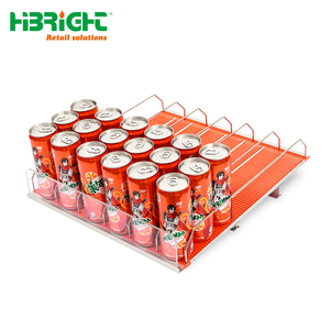Automatic Shelf Pusher System Spring-Loaded <b>Drink</b> Organizer <b>Rack</b> for Supermarket Beverage and Can Display - Product Image 4