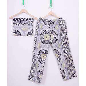 Ensemble de pyjama décontracté pour femmes 2024, 100% coton satiné, imprimé floral, automne, respirant, taille élastique, manches longues, longueur complète - Product Image 4