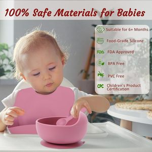 Ensemble d'alimentation pour bébé en silicone sans BPA, ustensiles pour bébé de 6 à 12 mois, assiette à ventouse, bol, tasse, bavoir, cuillères d'apprentissage, passe au lave-vaisselle - Product Image 4