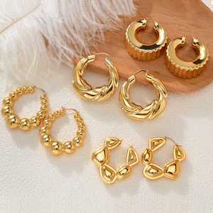 Boucles d'oreilles pendantes en forme de cœur volumineuses, plaquées or 18 carats, classiques, vente en gros de mode, pour femmes - Product Image 1