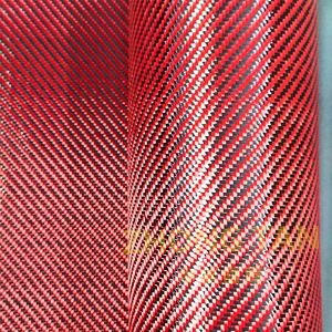 Tela de Fibra de Carbono Roja y Negra con Patrón Cruzado Tejido, Peso Medio, Resistente a Desgarros, para Uso en Exteriores y Automóviles - Product Image 1