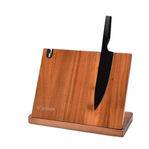 ที่วางมีดแม่เหล็กไม้เนื้อแข็งสำหรับวางบนเคาน์เตอร์ครัว พร้อมที่ลับมีด - Product Image 1