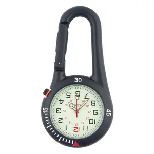 Hiking Equipment Outdoor Sport Wristwatch Travelling Mini Carabiner Clip Hook Watch Luminous Glowing Dial Waterproof