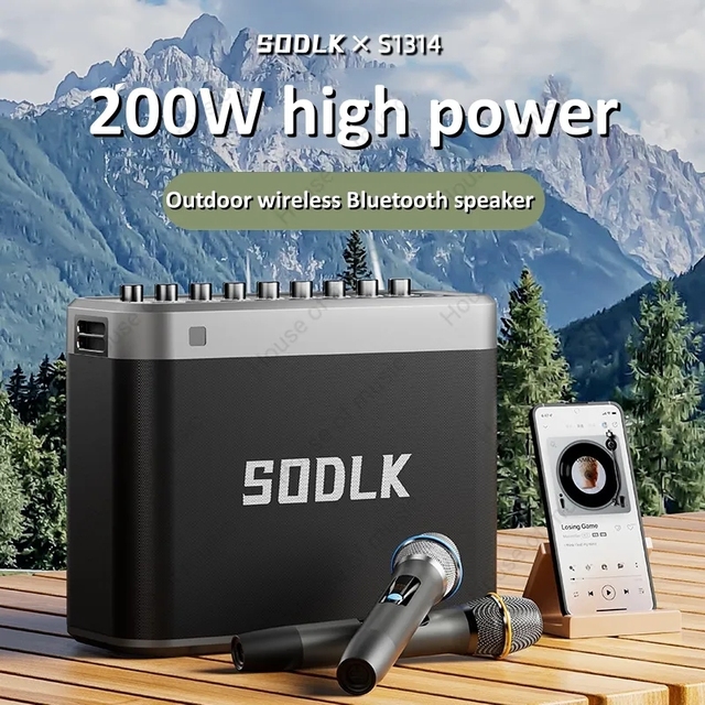 Caixa De Som Sodlk 200W High-Power Outdoor Live Recording K-Song Sound Card Speaker Home Ktv Audio