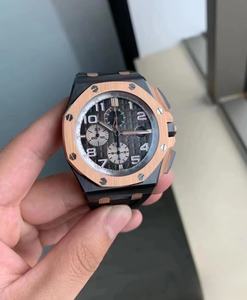 Lüks yüksek kalite spor Hip Hop mekanik hareket izleme gül altın karbon Fiber kılıf deri/silikon kayış safir kristal - Product Image 2