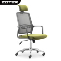 Chaise de bureau scolaire en maille à hauteur réglable, pivotante, avec appui-tête réglable en hauteur, inclinaison 90-125°, accoudoirs fixes en nylon, support lombaire ergonomique