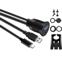 Cable USB 3.0 Tipo C para Montaje en Coche, Macho a Hembra, Carcasa de Aleación Impermeable con Indicador LED para Panel de Instrumentos de Coche, Barco o Motocicleta