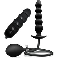 Plug anal gonflable en silicone, jouet sexuel pour adultes, perles dilatatoires, plug anal extensible