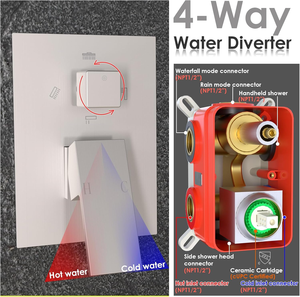 Luxury 14x20 Inch LED Spa <strong>Shower</strong> Jets System 6 Inch <strong>Shower</strong> Head On-Off <strong>Switch</strong> 4PCS Body Jets Brushed Nickel <strong>Shower</strong> Faucet - Product Image 4