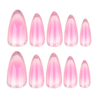 3957 glamour rose Ombre ongles avec paillettes conseils court amande faux ongles presse sur ongles ongles artificiels personnaliser