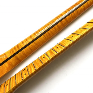 Mástil de guitarra ST TL de 21 trastes, amarillo vintage, de arce flameado, de repuesto, al por mayor - Product Image 5