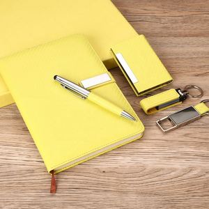 Artículos Promocionales al por Mayor, Juego de Regalo de Cuaderno de Tapa Dura de PU, Bolígrafo, Llavero, Memoria USB, Porta Tarjetas, 100 Hojas, Logotipo Personalizado - Product Image 3
