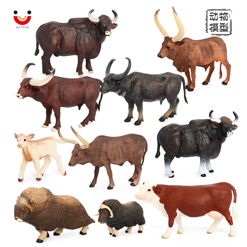 Wholesale Solid PVC Simulation Statue Model Animal Figures Cow Toys Figures Animal Figurines Toys