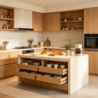 Ensemble d'armoires de cuisine sur mesure élégantes et de qualité supérieure, construction en contreplaqué durable, écologiques et fonctionnelles pour les projets de rénovation de la maison