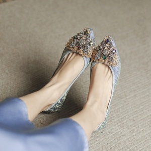 Kích Thước 35-45 Sang Trọng Sáng Bóng Satin Căn Phẳng Ngón Chân Nhọn Váy Bơ<span class=keywords><strong>m</strong></span> Phụ Nữ Nữ Diễn Viên Ballet Giày Phẳng Cho Đá<span class=keywords><strong>m</strong></span> Cưới Bên Giày Đi - Product Image 2