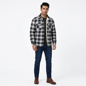 Men's Fleece Plaid Flannel <b>Shirt</b> Jacket Botton up Casual Cotton Jacket Thicken Warm Spring Work Coat <b>Sherpa</b> Outerwear <b>Lined</b> - Product Image 1