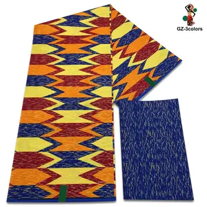 Kain lilin emas Afrika 100% bahan katun Batik cetak Ankara Nigeria lilin emas kualitas tinggi 2 + 4 yard