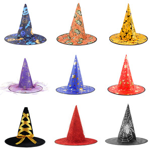 <span class=keywords><strong>Halloween</strong></span> <span class=keywords><strong>hat</strong></span> Phù Thủy bên trang trí cong sừng lưới bí ngô in thuật sĩ Phù Thủy mũ đen tip Phù Thủy mũ - Product Image 3