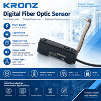 Sensor Serat Optik Digital KRONZ PNP 4-Kanal Anti-Interferensi Kontrol Ambang Otomatis Fotolistrik Industri