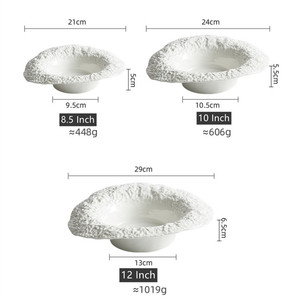 Luxury White Porcelain Fancy Bowls Rock Stone Pattern Ceramic Fruit Salad <b>Soup</b> Serving Bowl for Restaurant - Product Image 3