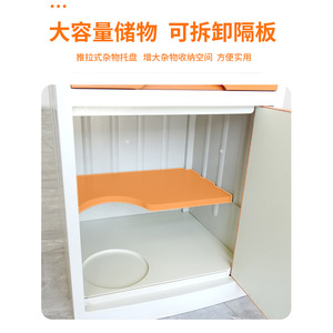 Hospital <b>Bedside</b> <b>Table</b> Plastic Storage Cabinet Folding Easy Cleaning Bedroom Use - Product Image 4