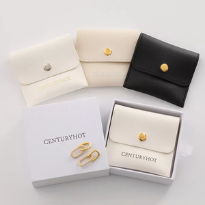Custom Logo Pu Leather Jewelry Pouch Packaging Bag Travel Portable <b>Envelope</b> Small Storage Protection Personalized Pouch - Product Image 4