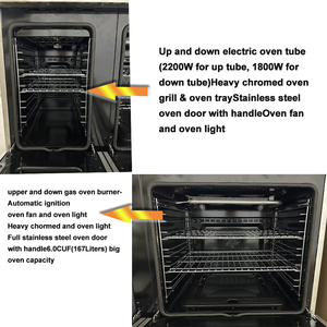 Cuisinière à gaz de 48 pouces avec double four à gaz, cuisinière autonome en acier inoxydable avec grill pour la cuisine domestique et usage commercial - Product Image 4