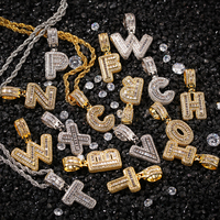Hip Hop Square Zircon Ice-out Letter Custom Collar Charms, Trendy Fashion Twist Chains Collar con nombre