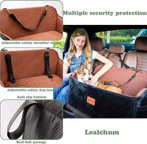 Asiento de coche para perros de gran tamaño, cama para mascotas de tela suave de fábrica, espuma viscoelástica, 2 correas de seguridad con clip, 2 bolsillos, cama cómoda lavable extraíble - Product Image 6