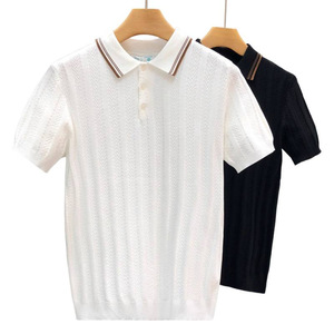 Chemise Homme en Tissu Dobby Tricoté à Manches Courtes, Blanc, Soie Glacée Légère et Respirante 180g, Tenue Formelle d'Été - Product Image 5