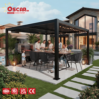 Pergola motorisée rétractable pour jardin, extérieur, imperméable, avec écran pare-soleil, auvent, patio, balcon, terrasse