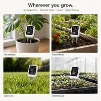 Testeur de sol 6-en-1 rechargeable, moniteur de sol de jardin avec mesure de l'humidité, du pH, de la température (en degrés Celsius), de la luminosité et de la fertilité