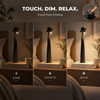 Lampe de table LED sur pied haut avec contrôle tactile à intensité variable, chargement USB, en ABS, personnalisable OEM – Offre Spéciale pour chambre à coucher