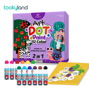 Wasbare Dot Painting Kids Art Tekening Verf Set Handwerk Speelgoed Voor Kind 12 Kleur Marker Pennen Met 30 Pagina 'S Kleurboek - Product Image 2