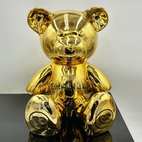 Ours en peluche moderne créatif en résine Sculpture seau à peinture haute qualité décoration de la maison personnage de dessin animé Pop Art Statues de luxe