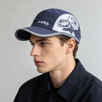Casquette de marathon 5 panneaux en maille à séchage rapide avec logo personnalisé, bande anti-transpiration, vente en gros, polyester, réglable, pour la course à pied