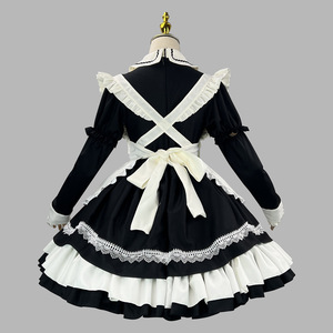 Maid Cosplay Costume Black Lace Lolita Style Adult Women Stage Performance Wear With Detachable Sleeves - Product Image 4