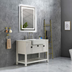 Espejo de baño LED montado en la pared DB de 40x30 pulgadas, espejo de tocador con botón táctil inteligente, retroiluminado, características antivaho - Product Image 1