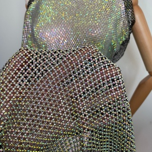 Wholesale Stretch <strong>Elastic</strong> Mesh Fabric Hotfix <strong>Crystal</strong> Glass Rhinestone Trimming Net Mesh <strong>Trim</strong> for Shoe Garment Accessories - Product Image 2