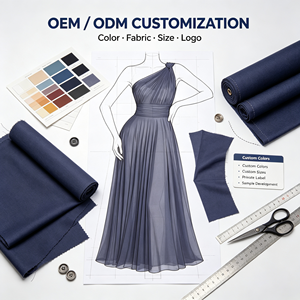 <span class=keywords><strong>Abito</strong></span> lungo estivo <span class=keywords><strong>da</strong></span> donna grigio ardesia ODM con design <span class=keywords><strong>monospalla</strong></span> e laccio sul retro, e gonna a pieghe a trapezio in vita, per serate formali - Product Image 5