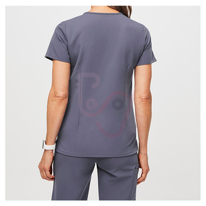 Scrubs da infermiera in Denim personalizzato direttamente alla moda manica corta a scollo a V uniforme da <span class=keywords><strong>lavoro</strong></span> Spandex prezzo di fabbrica stampato da <span class=keywords><strong>lavoro</strong></span> - Product Image 3