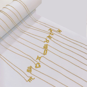 สร้อยคอจี้สัญลักษณ์ 12 ราศี ดีไซน์หรูหราสำหรับผู้หญิง ทำจากสแตนเลสสตีล พร้อมสายทอง - Product Image 4