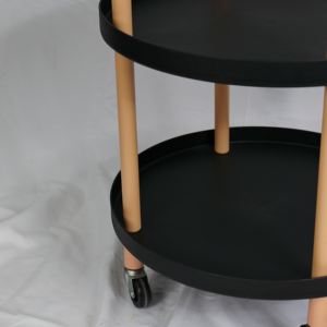 <span class=keywords><strong>Table</strong></span> de Salon Pliante Moderne Noire à Trois Niveaux avec 4 Roues en Plastique et Bois pour Chambre, Salon, Chevet et Utilisation en Salon de Coiffure - Product Image 2